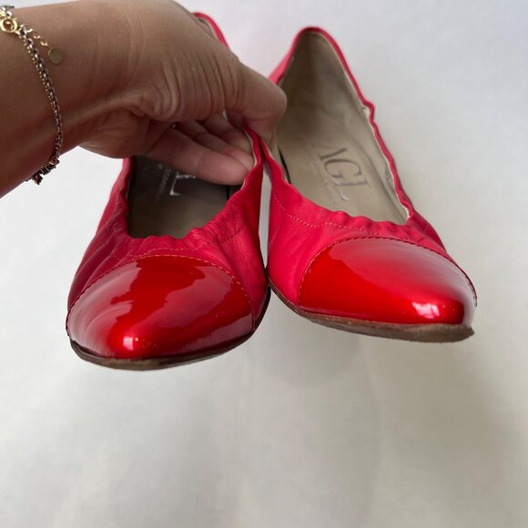 AGL pointed cap toes Red Leather Flats – Women’s Size 39 - Picture 2 of 7